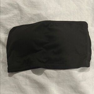 Black Ribbed Bandeau Top